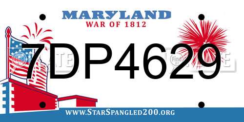 7DP4629 Maryland License Plate