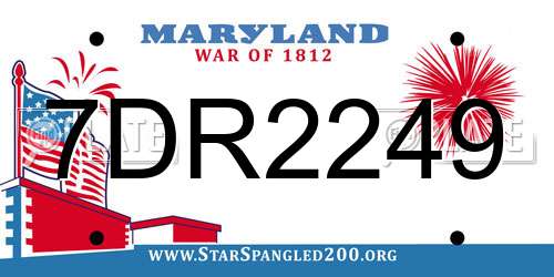 7DR2249 Maryland License Plate