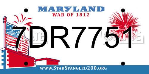 7DR7751 Maryland License Plate