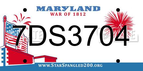 7DS3704 Maryland License Plate