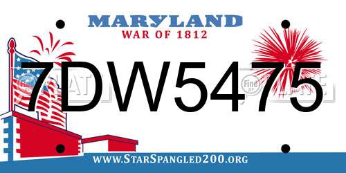 7DW5475 Maryland License Plate