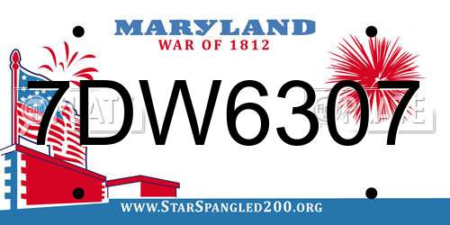 7DW6307 Maryland License Plate