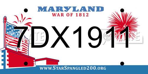 7DX1911 Maryland License Plate