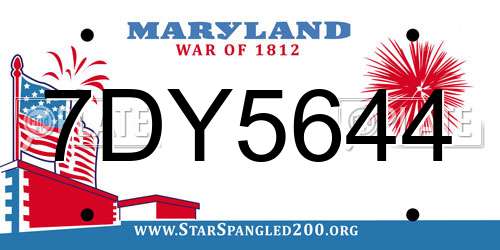 7DY5644 Maryland License Plate