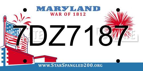 7DZ7187 Maryland License Plate