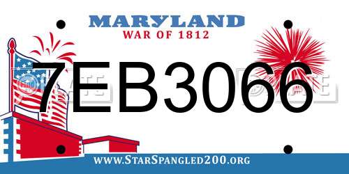7EB3066 Maryland License Plate