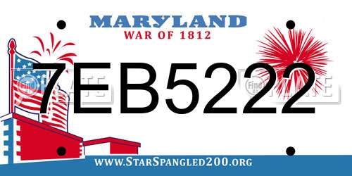 7EB5222 Maryland License Plate