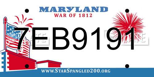 7EB9191 Maryland License Plate