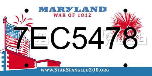 7EC5478 Maryland License Plate