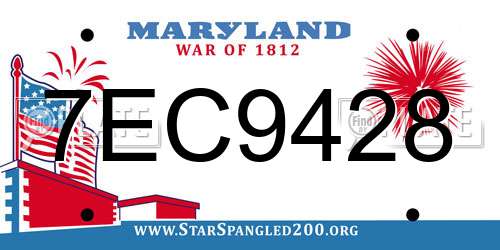7EC9428 Maryland License Plate