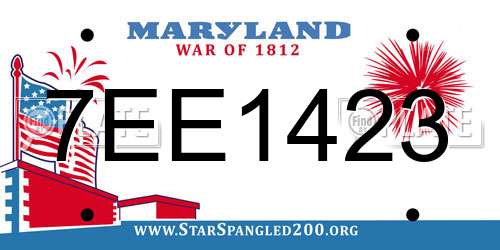 7EE1423 Maryland License Plate