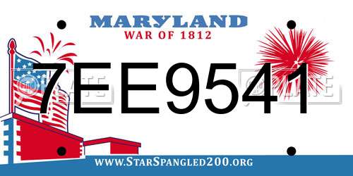 7EE9541 Maryland License Plate