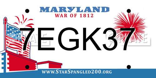 7EGK37 Maryland License Plate