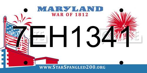7EH1341 Maryland License Plate