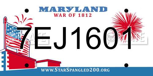 7EJ1601 Maryland License Plate