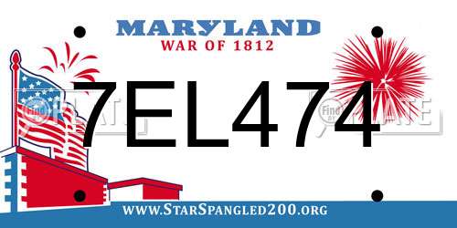 7EL474 Maryland License Plate