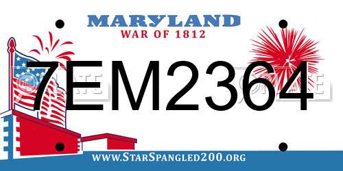 7EM2364 Maryland License Plate