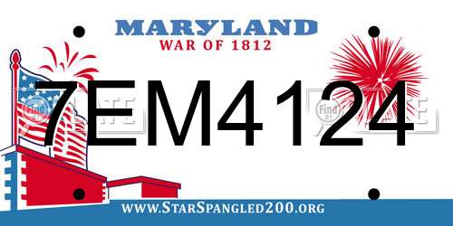 7EM4124 Maryland License Plate