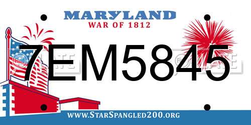 7EM5845 Maryland License Plate