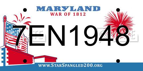 7EN1948 Maryland License Plate