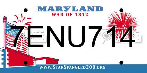 7ENU714 Maryland License Plate