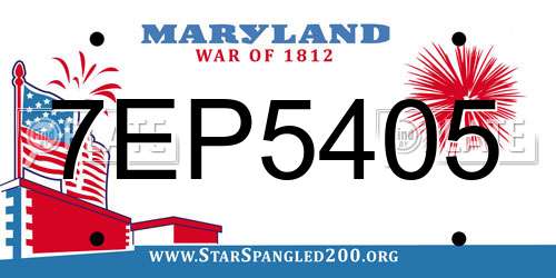 7EP5405 Maryland License Plate
