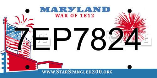 7EP7824 Maryland License Plate