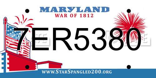 7ER5380 Maryland License Plate