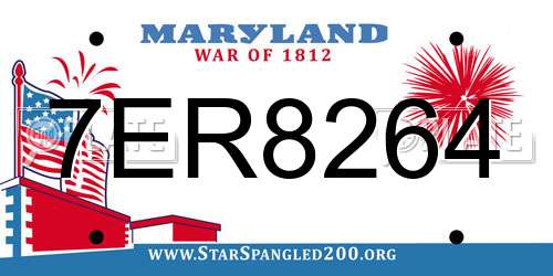 7ER8264 Maryland License Plate