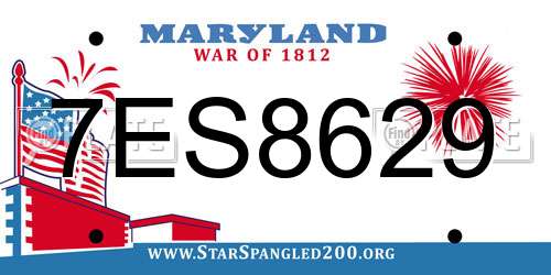 7ES8629 Maryland License Plate