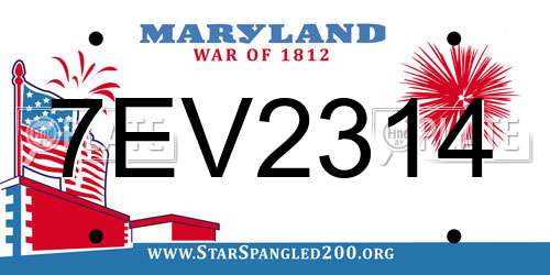 7EV2314 Maryland License Plate