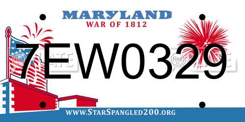 7EW0329 Maryland License Plate