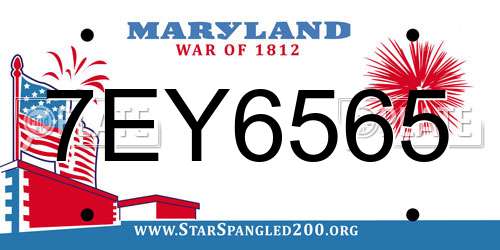 7EY6565 Maryland License Plate