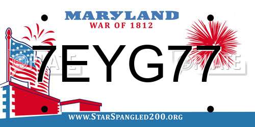 7EYG77 Maryland License Plate