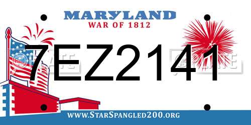 7EZ2141 Maryland License Plate