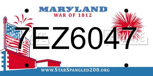 7EZ6047 Maryland License Plate