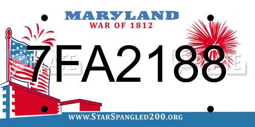 7FA2188 Maryland License Plate