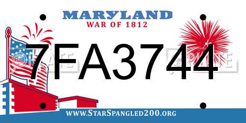 7FA3744 Maryland License Plate
