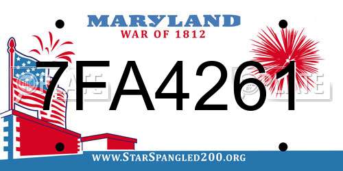 7FA4261 Maryland License Plate