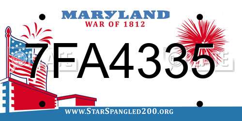 7FA4335 Maryland License Plate