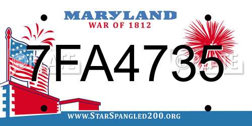 7FA4735 Maryland License Plate