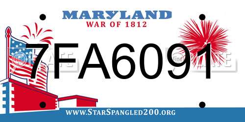 7FA6091 Maryland License Plate