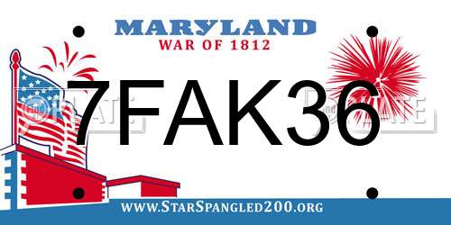 7FAK36 Maryland License Plate