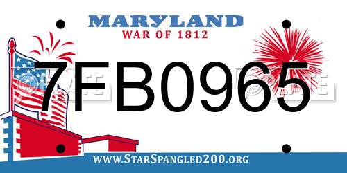 7FB0965 Maryland License Plate