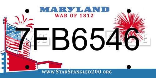 7FB6546 Maryland License Plate