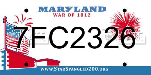 7FC2326 Maryland License Plate