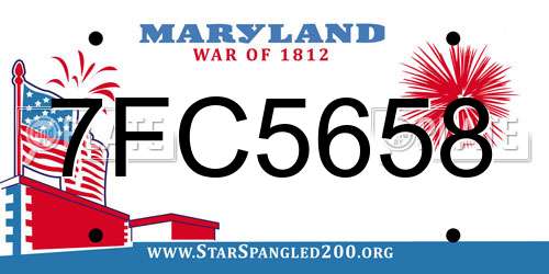 7FC5658 Maryland License Plate
