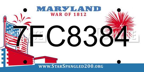 7FC8384 Maryland License Plate