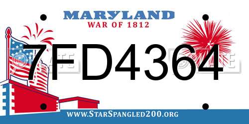 7FD4364 Maryland License Plate