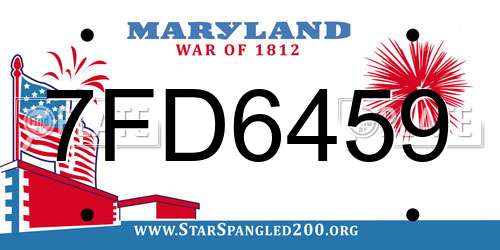 7FD6459 Maryland License Plate